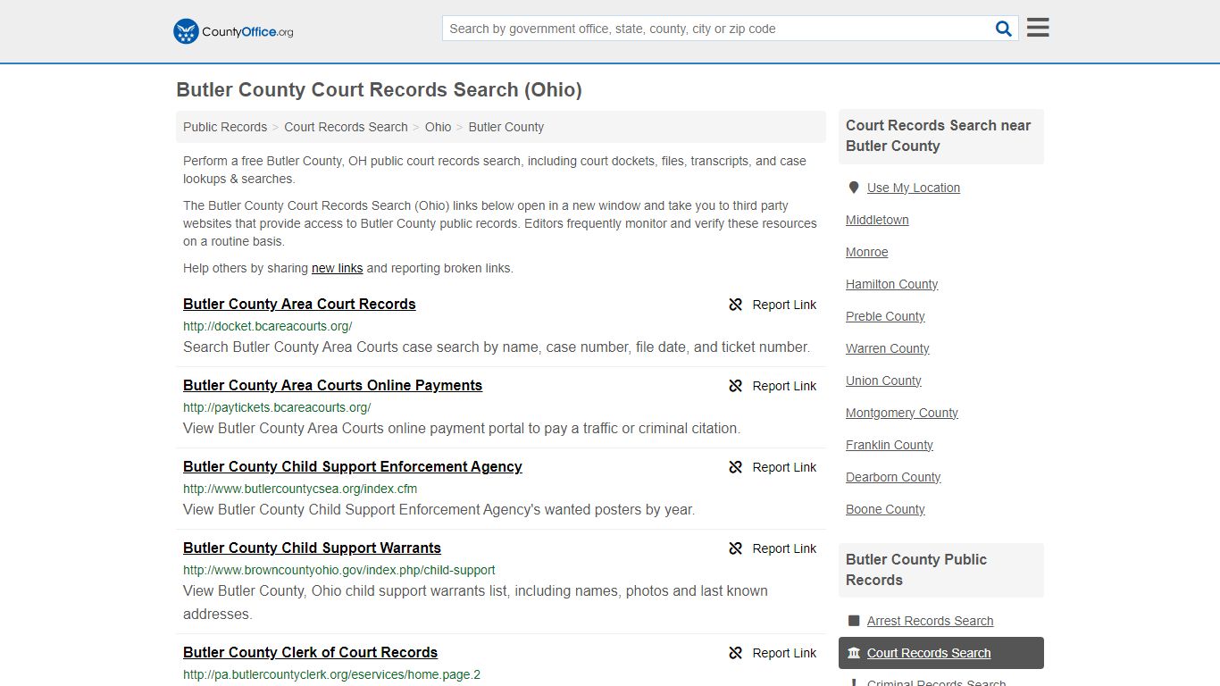 Butler County Court Records Search (Ohio) - County Office